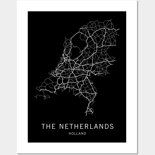 The Netherlands Road Map Wall Art by ClarkStreetPress